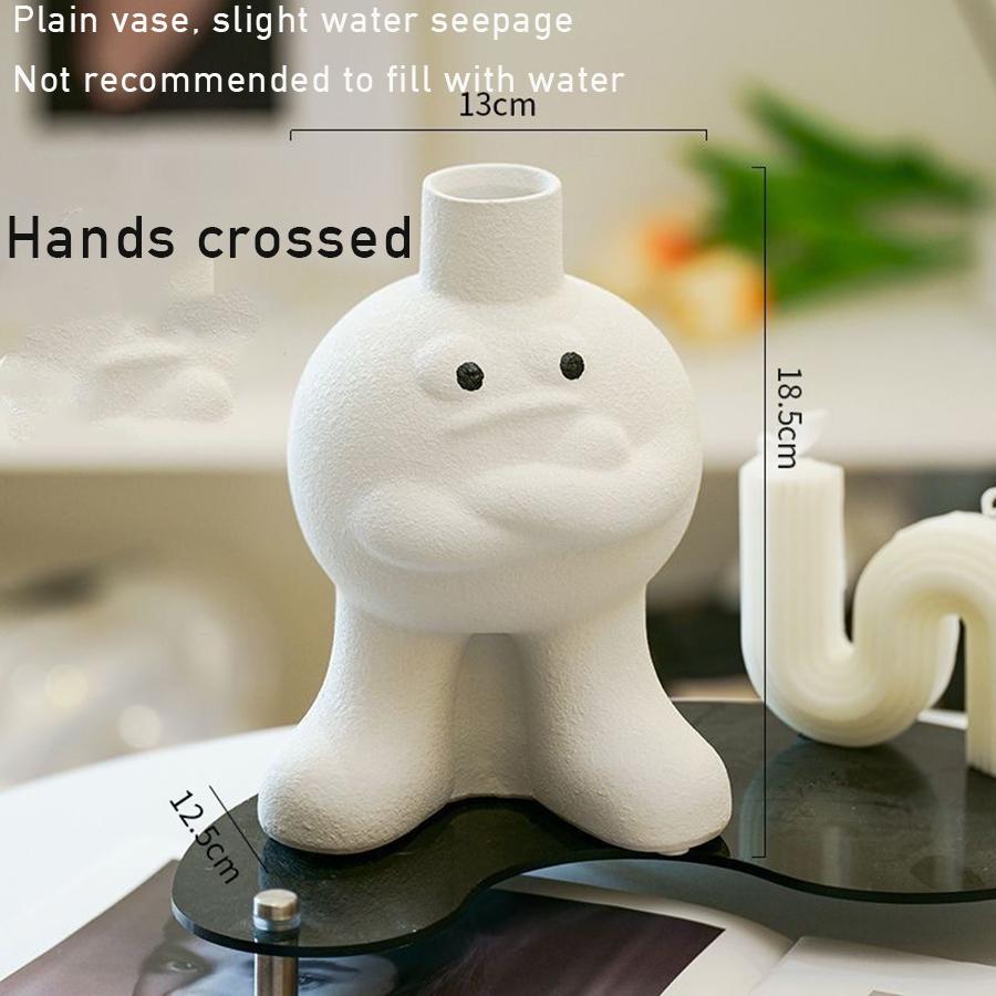 Creative Ceramic Flower Vase Cute Emoji Tubular Kawaii Vase Room Home Desktop Decoration Art Ornament Vase Gift Flowerpot