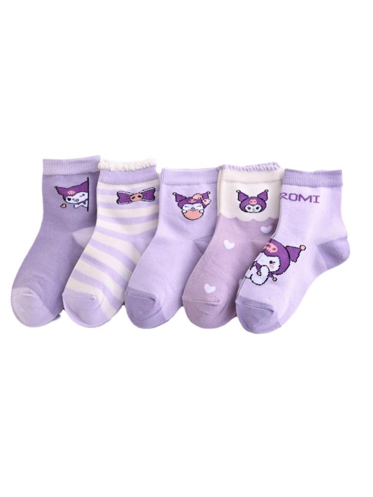 Kuromi Andningsbara Tecknade Strumpor till Knäet för Flickor – Vår/Höst Kollektion