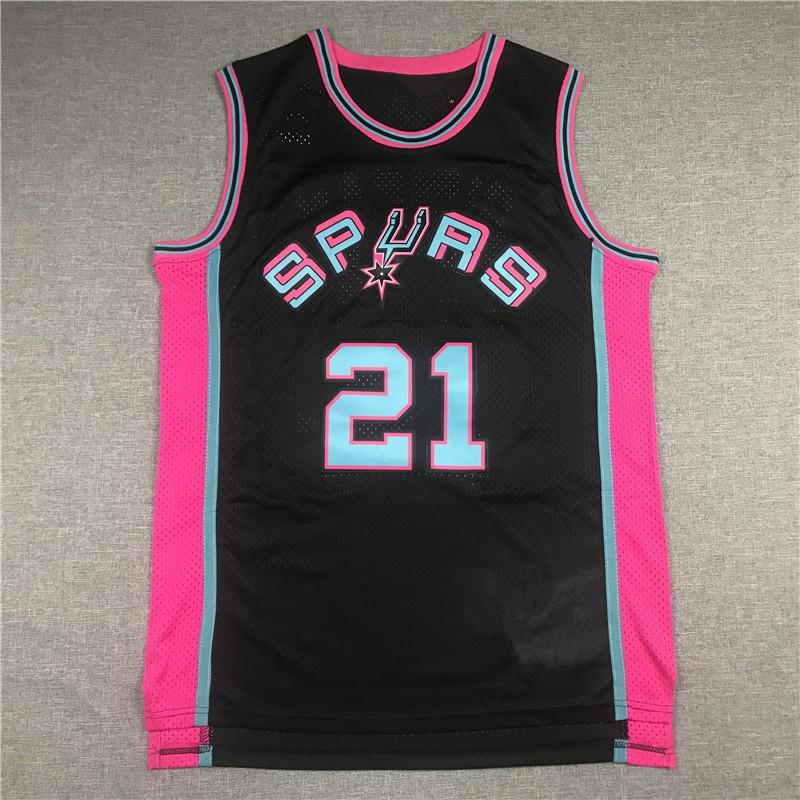 Men Women Basketball Jersey Tim Duncan Retro Spurs 21 Pink Modals Sportswear Training Game Wear