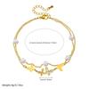 Gold Plated Butterfly Pearl Anklet for Women Double Layer Stainless Steel Foot Jewelry
