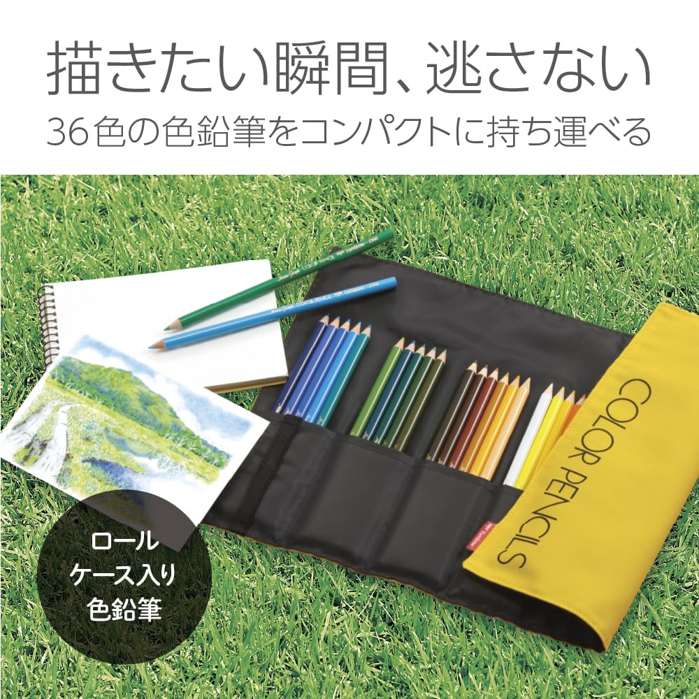 Tombow Colored Pencils, 36 Colors, Roll Case (Lightweight and Compact Storage), with Mini Pencil Sharpener, MJ-CRNQ36CQAAZ