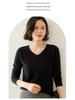 Women's V-Neck Cashmere Sweater - Slim Fit, Hollow Knit Pullover for Autumn/Winter