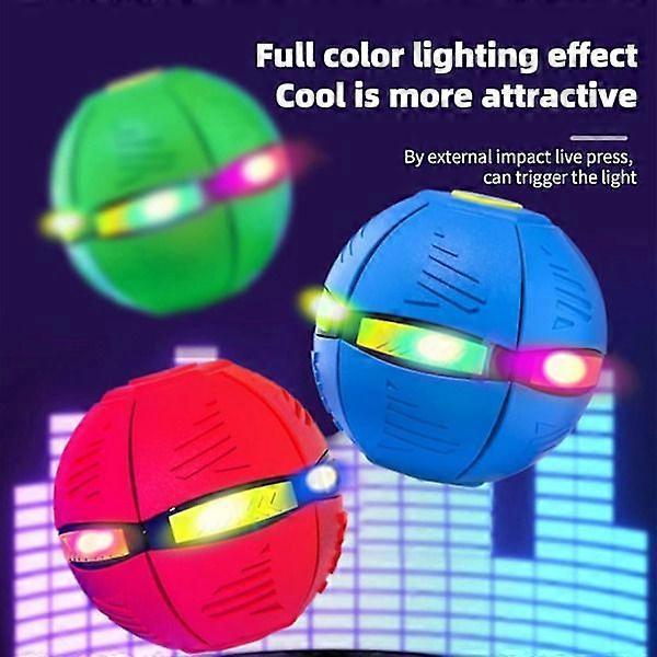 Flying Saucer Toy Ball, Magic Deformation UFO Toy for Kids and Pets, Flying Ball for Dogs Outdoor (Red, 6 Lights) [MI]