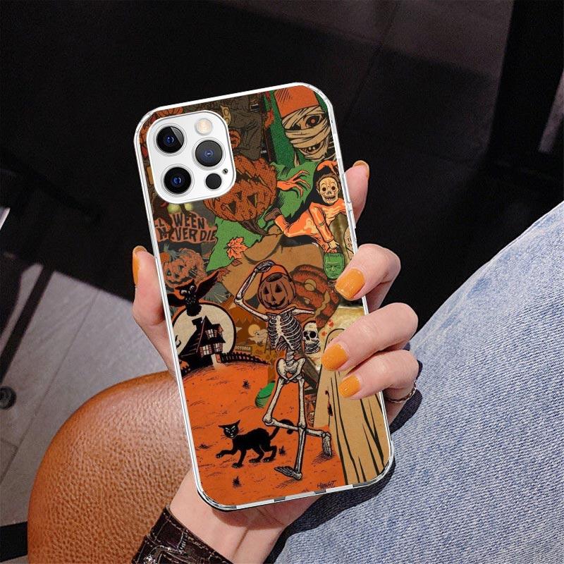 October Fall Halloween Spooky Pumpkin Phone Case For iPhone 17 Air 16 Pro Max 16E 15 + 14 Plus 11 12 13 Mini 7 8 SE Gift Print C