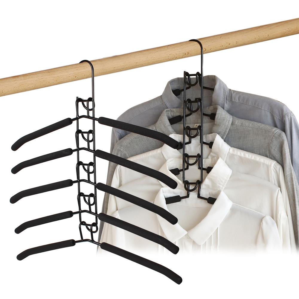 5 Layer Non-Slip Non-Trace Household One-Piece Clothes Hanger Indoor Space Saving Clothes Drying Rack Detachable Storage Holder Mounted Hanger