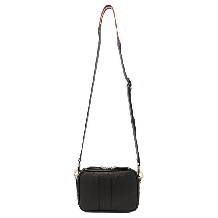 Bally Beckett Solid Color Versatile Leather Crossbody Bag Men Bags Black 6313596