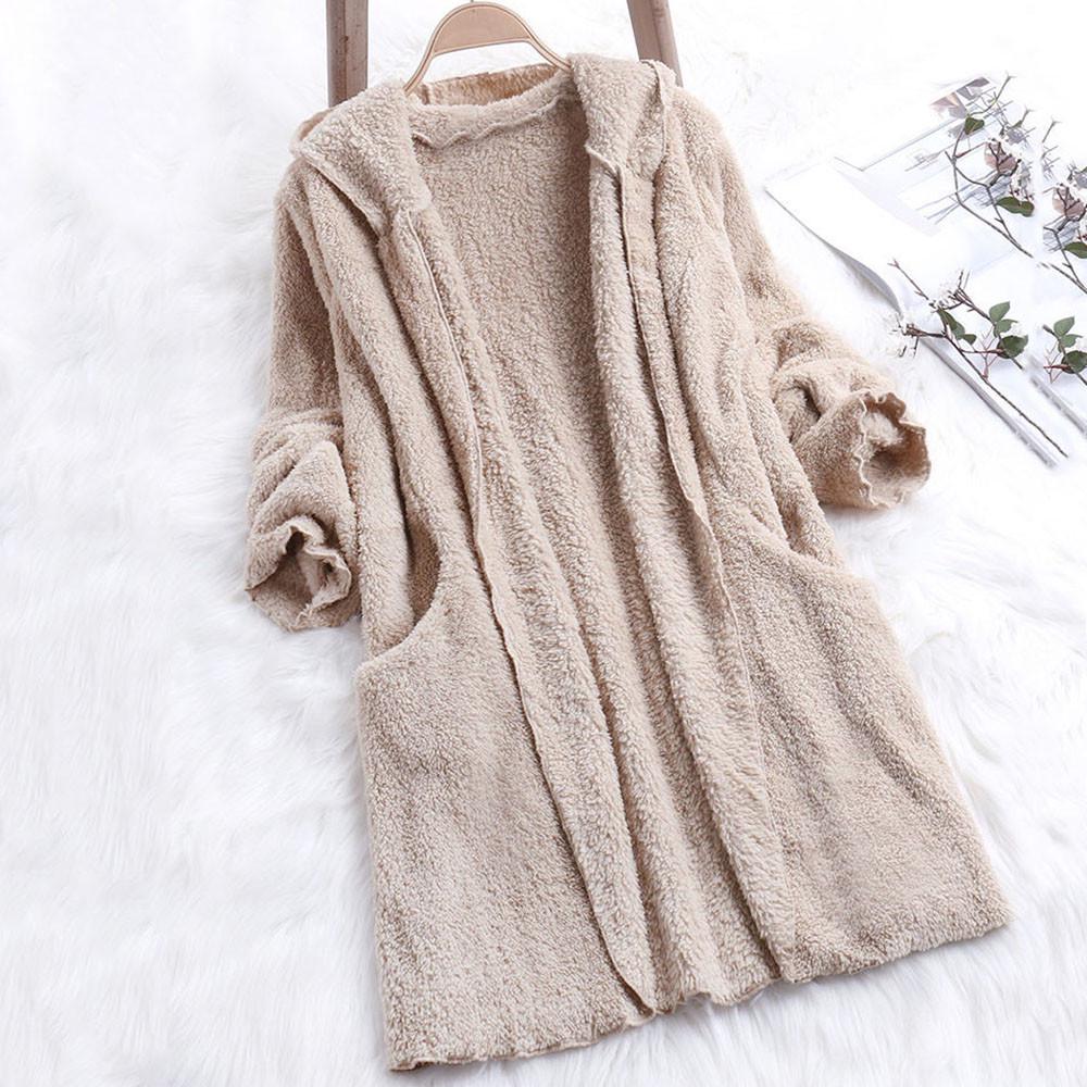 Womens Ladies Artificial Wool Coat Zipper Jacket Winter Outerwear