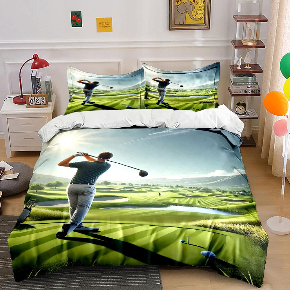 Golfista na travnatém hřišti. Sady povlečení Sady povlaků na přikrývku Povlaky na přikrývku Povlaky na polštář(1 * Povlak na peřinu 2 * Povlaky na polštář bez výplně)
