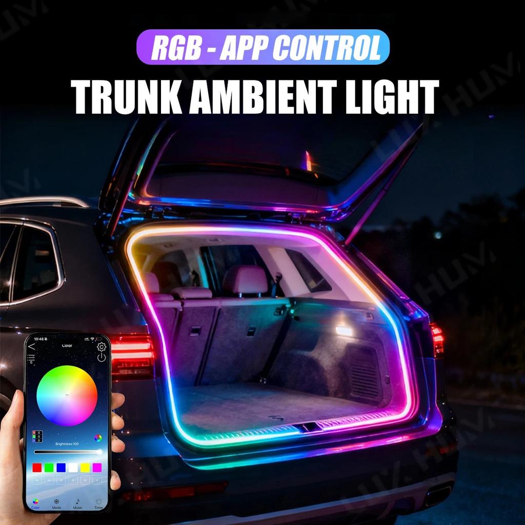 Dynamic Flowing Car Trunk RGB LED Strip High-Brightness Wiring Automatic Sensing Tailgate Light Strip Tool-Free Installation 12V