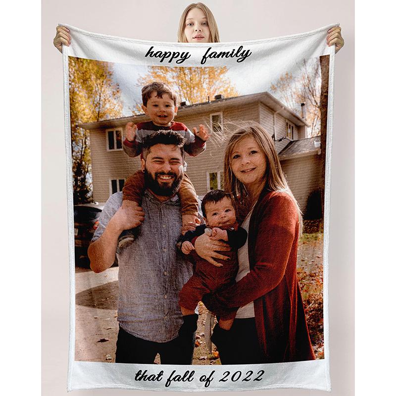 Custom Blanket with Photo and Text, Personalized Picture and Text Collage Throw Blanket, Soft Photo Blanket 75X95CM