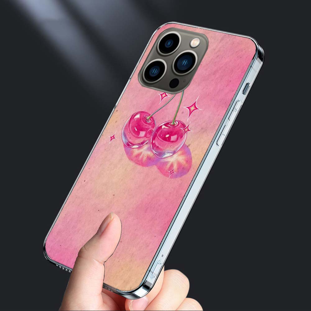 

Cherry Bow Phone Case For Iphone 16E 15 Pro 14 Plus 17E 16 17 Pro Max Air 11 12 13 Mini Shockproof Capa Cute Cover TPU Clear iPhone 17E