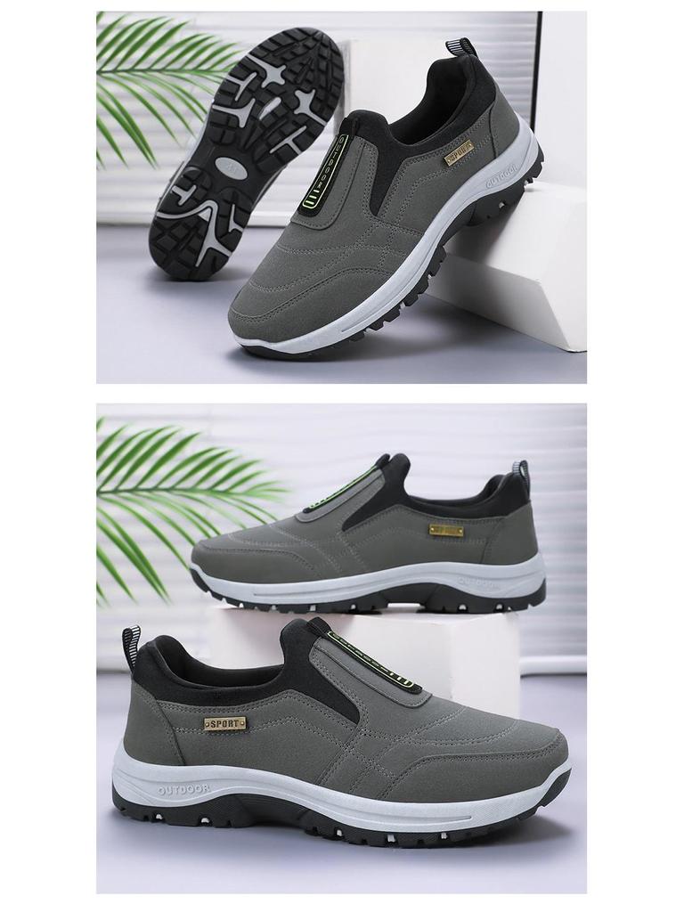 2025 Summer Men's Versatile Casual Walking & Mountaineering Shoes - Soft Sole, Solid Color, Korean Style.