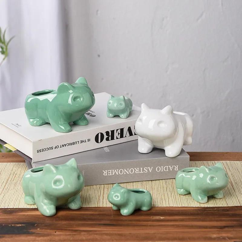 Creative Ceramic Mini Flowerpot Succulent Planter Flower Pot with Hole Cute Green Plants Planter Home Garden Decoration outdoor
