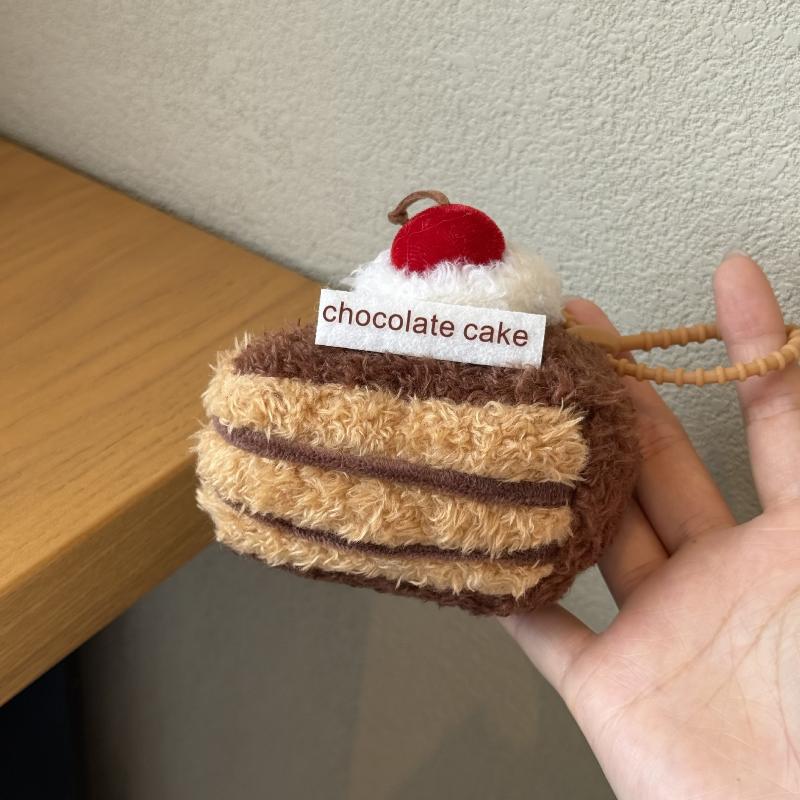 '12/20Cm Cute Food Cake Bag Charm Keychain Coffee Cheese Sandwiches Plush Dolls Toys Keyring Backpack Accessories Xmas Gifts