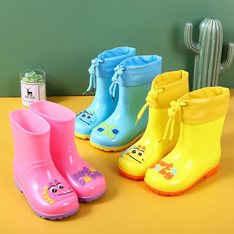 2025 new waterproof bundle cartoon dinosaur rain shoes children children girls baby children water shoes non-slip