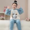 Girls Coral Fleece Pajama Set With Hooded Cartoon Character Design Winter Warm Sleepwear Kids 8 Years