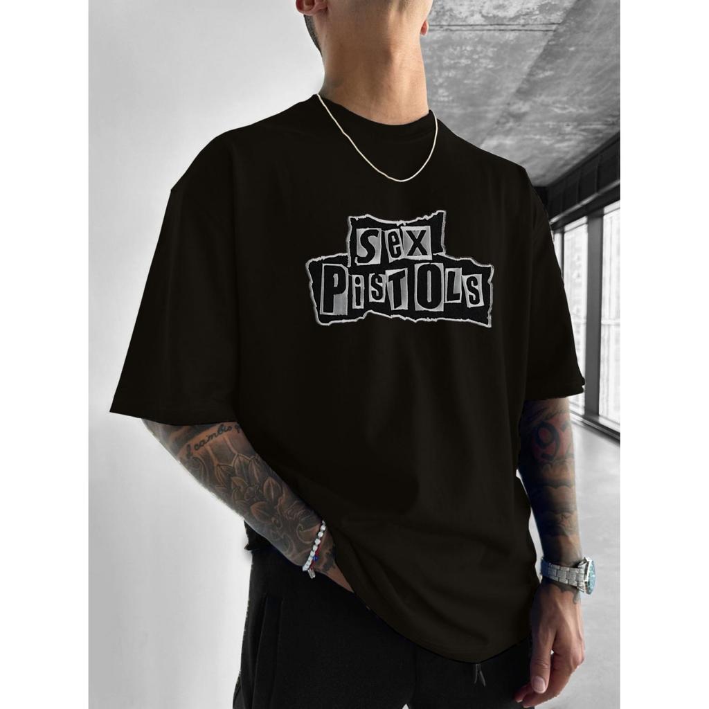 T-shirt con Stampa Sex Pistols Logo Classico Band Rock Design di Abbigliamento alla Moda e di Tendenza Adatta per lo Sport