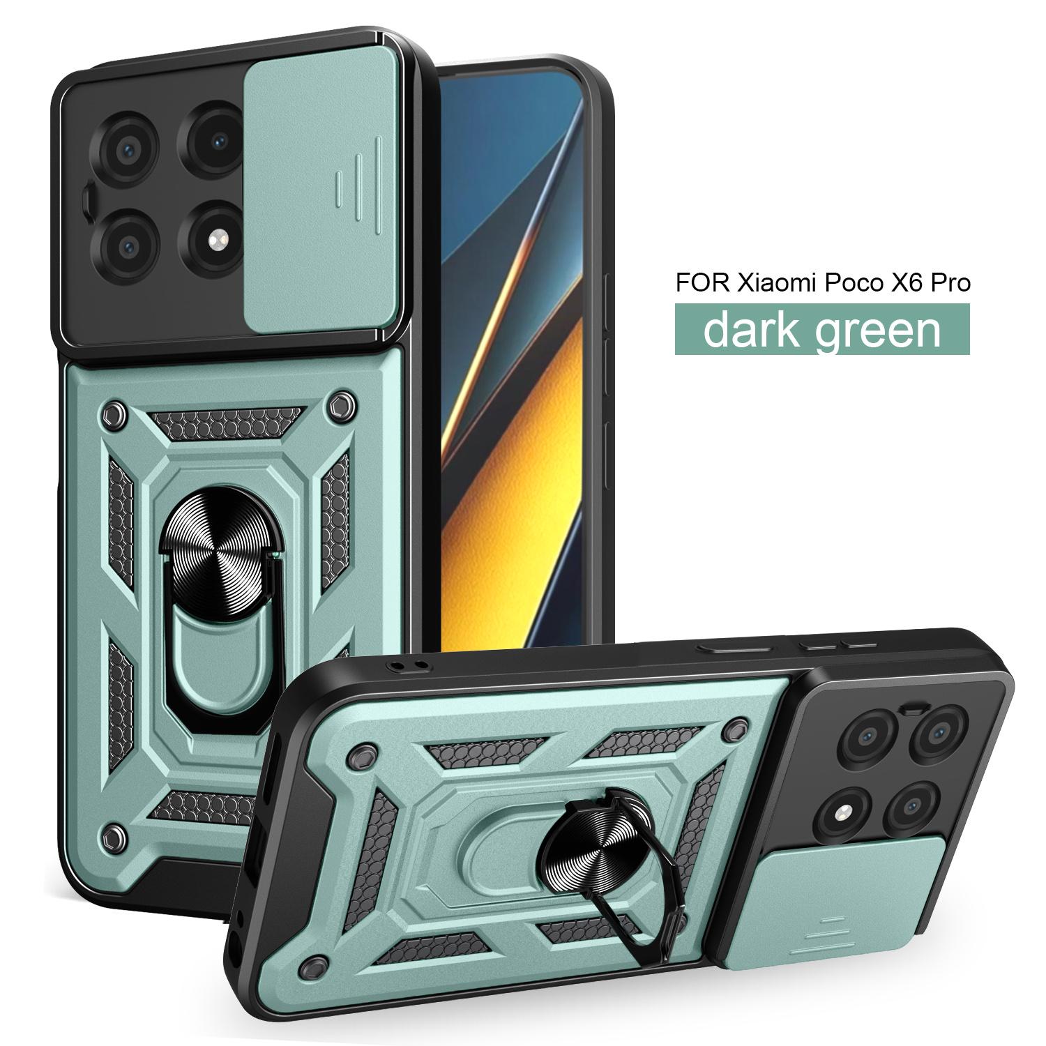 

For Xiaomi Poco X6 Pro Case Poco X6 Pro Cover Magnetic Ring Holder Armor Phone Case Slide Camera Protect Back Cover Poco X6 Pro