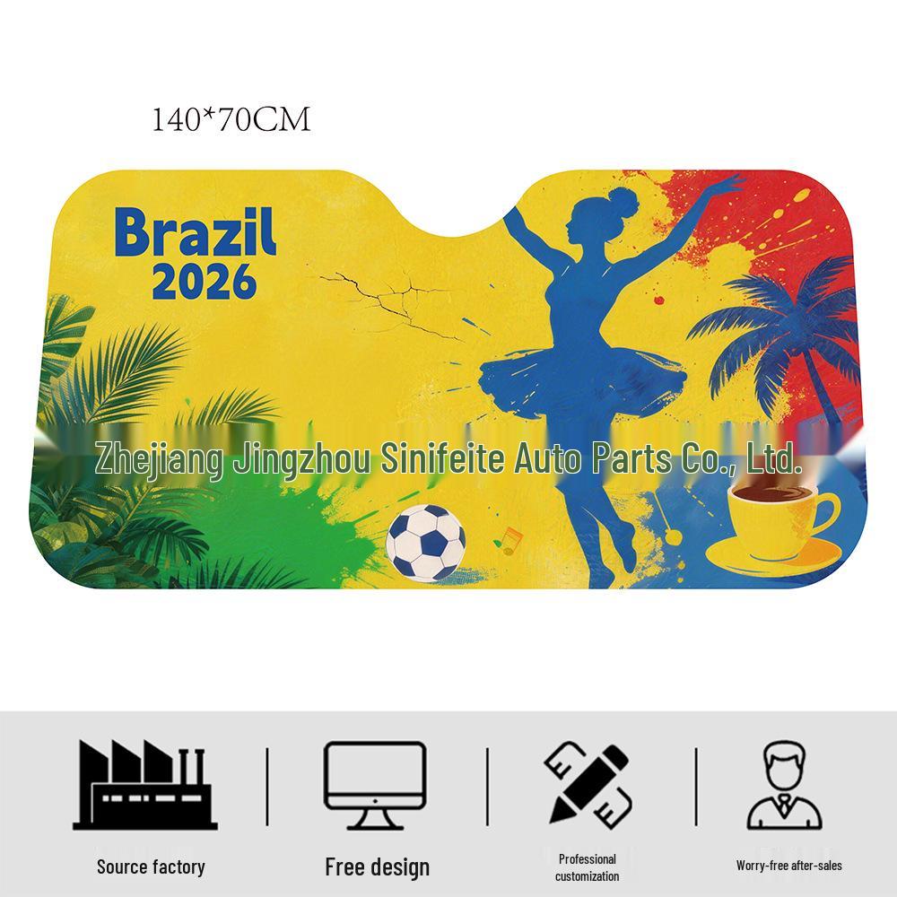 Custom Text Pattern Sunshade - Digital Print Car Windshield Sun Protection 140x70 cm серебряный
