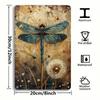 Metal Poster One Piece Premium Wall Art, Vintage Dragonfly Dandelion Decor for Living Room Bar Gift