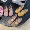 Mary Jane Women's Autumn 2025 New Retro Yellow Flat Bottom Round Head with Velcro Flat Bottom Single Shoes Women