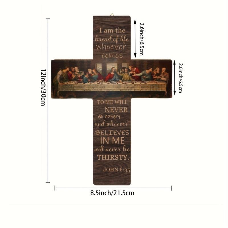 

Настенное искусство «Крест Тайной вечери», выполненное в античном стиле - Потертая деревянная табличка с библейским стихом, Деревенский христианский декор для дома и церкви B