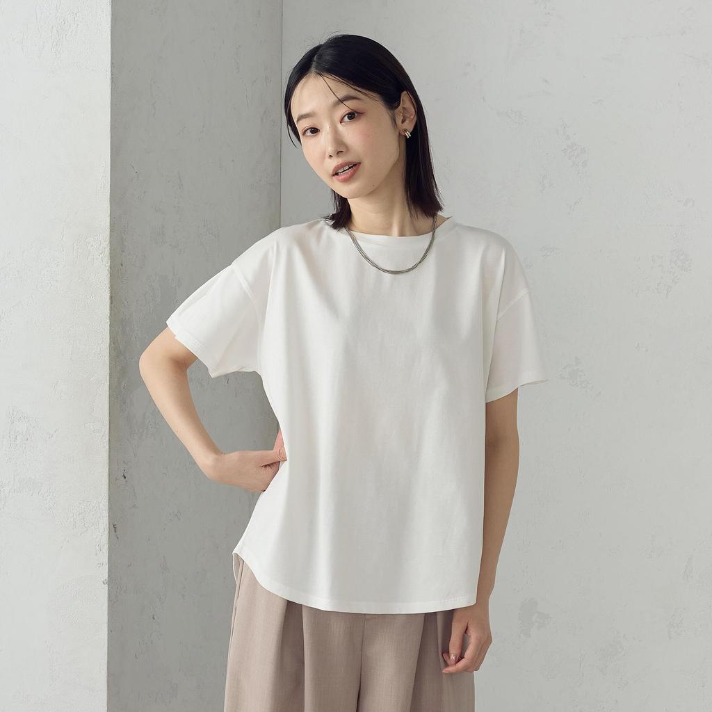 Comme Ca Ism Size Cool-Touch Back-Tuck T-Shirt, L, White, 12-68CK21-205