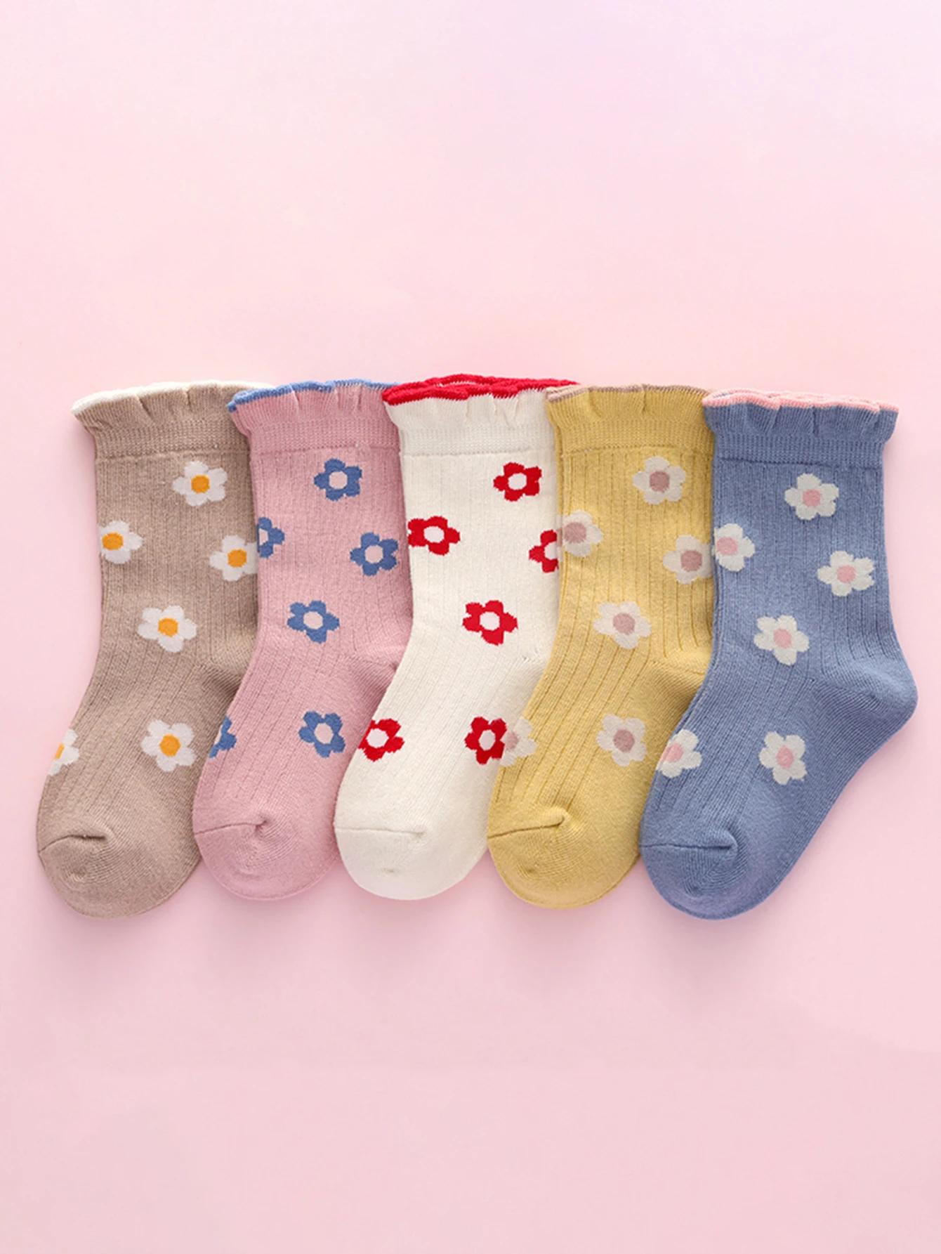 

5 пар детских носков, дышащая гребенная ткань, высокая эластичность, мультяшная мода, смешная оптовая продажа для перепродажи носков 1-16 лет 6-8years (16-18cm)