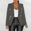 Black Women Blazers Turn Down Collar Long Sleeve Single Breated Slim Fit Button Up Causal Office Work Jackets for Ladies