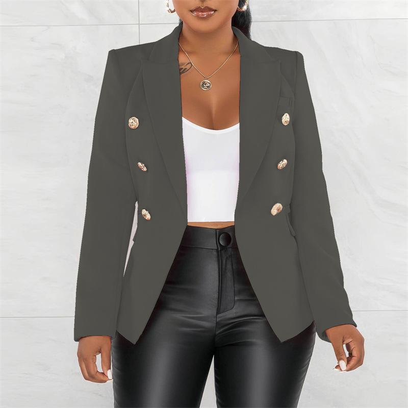 Black Women Blazers Turn Down Collar Long Sleeve Single Breated Slim Fit Button Up Causal Office Work Jackets for Ladies