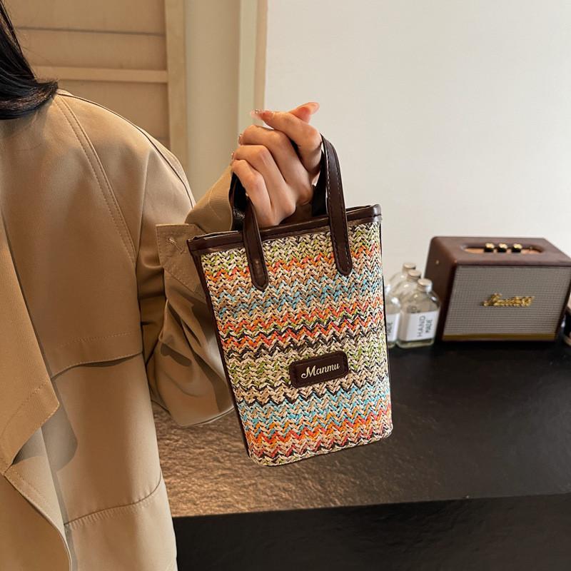 Stylish Minimalist Handbag For Women 2024 Summer New Casual Phone Purse In Orange And Blue