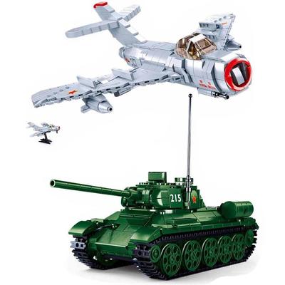 Militärische Panzer Tank Flugzeug Bausteine sowjetischen T34 Armee Fahrzeug WW2 Weltkrieg II I Bomber Modell pädagogisches Spielzeug