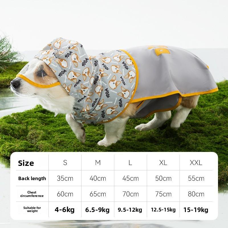 2026 Full Coverage Color Block Dog Raincoat Four Leg Waterproof Coat For Corgi Dachshund Small Medium Dogs Outdoor Wear