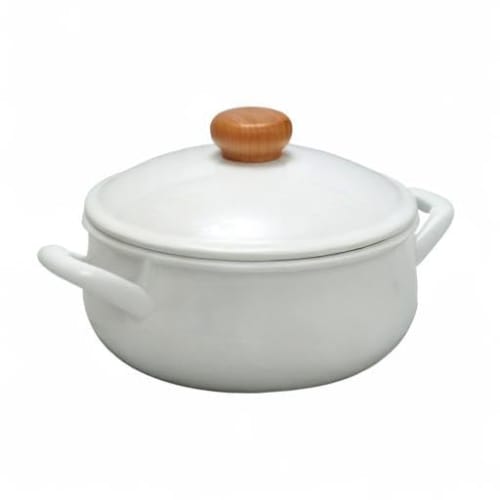 Nodahoro 20cm Enamel Casserole, Gas/IH Compatible, Double-Handled Pot with Excellent Heat Retention, Made In Japan, Porchka PO-20W