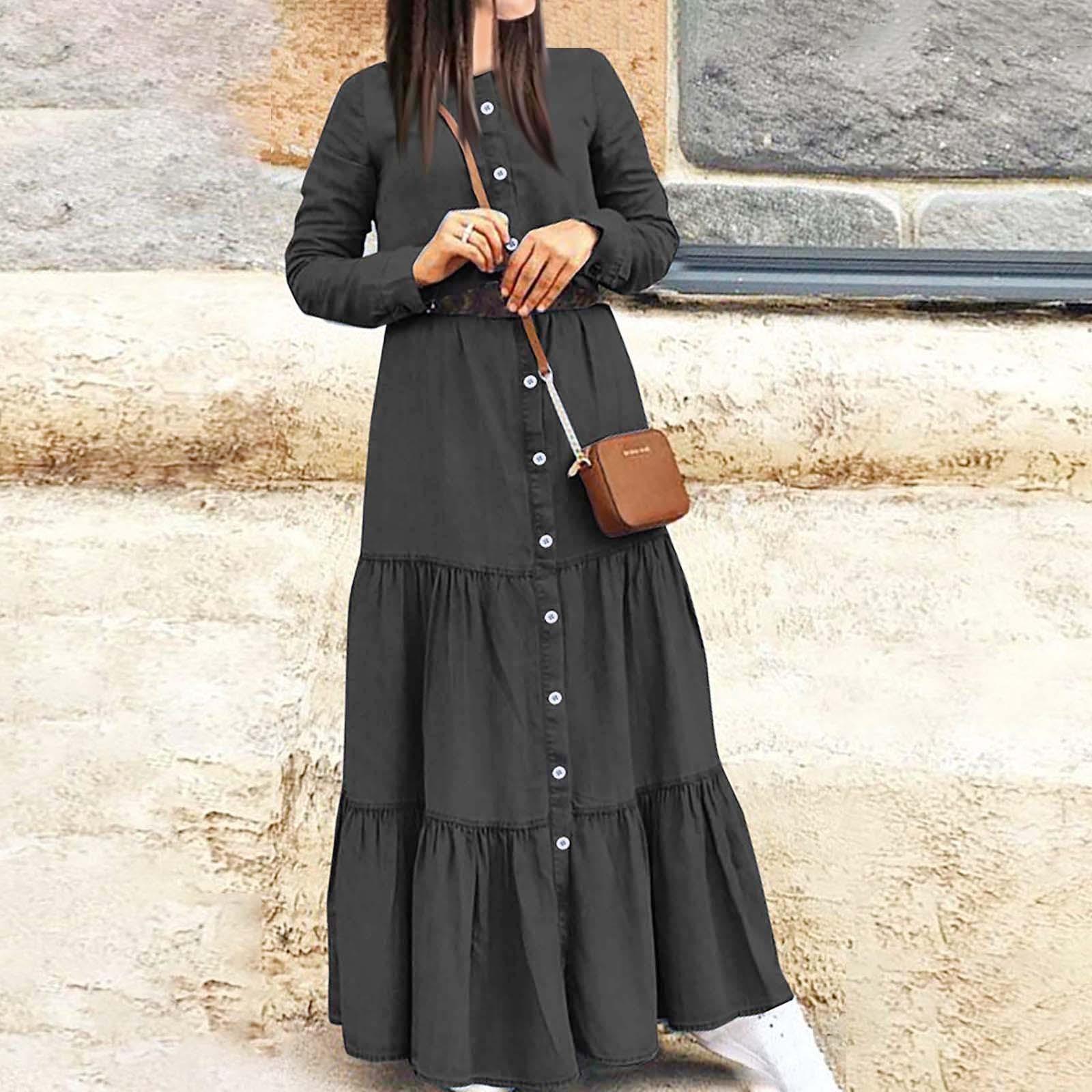 

Жіноча джинсова наддовга одноколірна сукня великих розмірів на ґудзиках S чорний