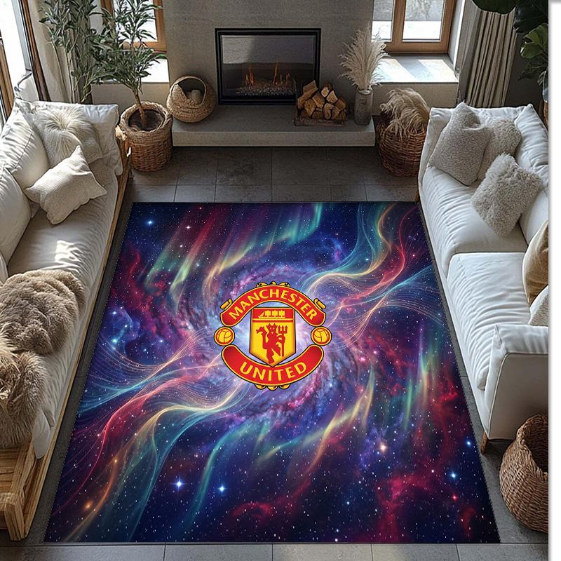 Tappeto in Flanella Stampato Manchester United Antiscivolo Morbido Poliestere Tappeto per Pavimento Tappetino Decorativo per Interni per Camera da Letto Soggiorno Divano