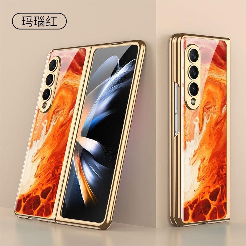 

Оригінальний чохол для Samsung Galaxy Z Fold 7 6 5 Розкішний розписний скляний протиударний гальванічний жорсткий чохол-рамка для Galaxy Z Fold4 For Galaxy Z Fold 5