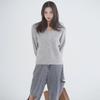 Women's Fluffy Grey Sweetheart Neck Sweater Jacket - Loose Fit Autumn/Winter Outerwear