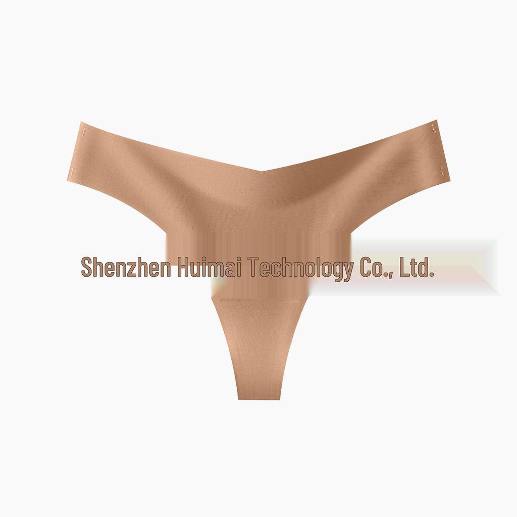 Women’s Plus Size Seamless Low-Waist Ice Silk Thong with Breathable Cotton Crotch
