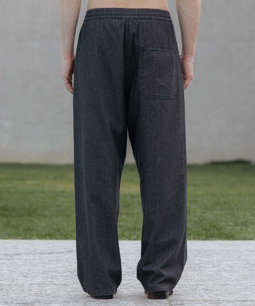 Dekkoloso Cool Flow Denim Wide Elastic Waist Pants [Raw Black]