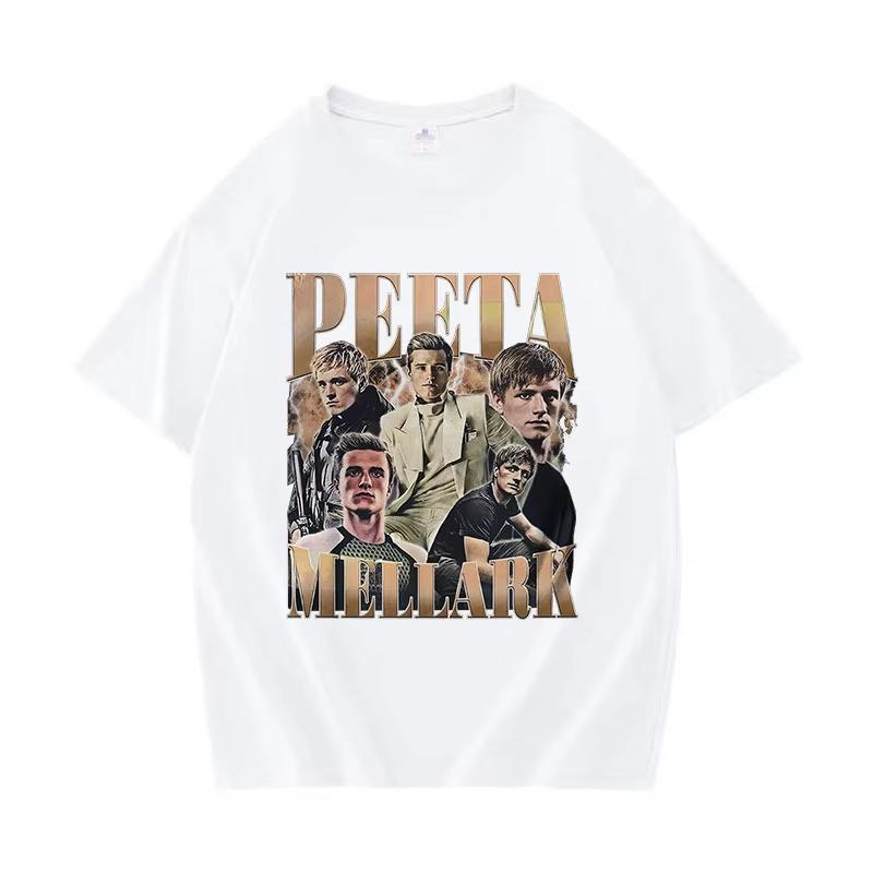 2025 Summer 90s Peeta Mellark Vintage Graphic Josh Hutcherson Print Breathable Short Sleeve100 Pure Cotton Printed Tshirt Y2k