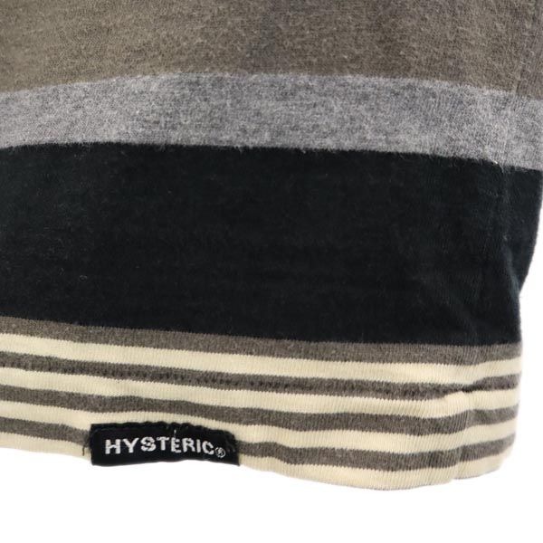 HYSTERIC made in Japan Border Pattern Long sleeve Polo shirt F Black Men's Used