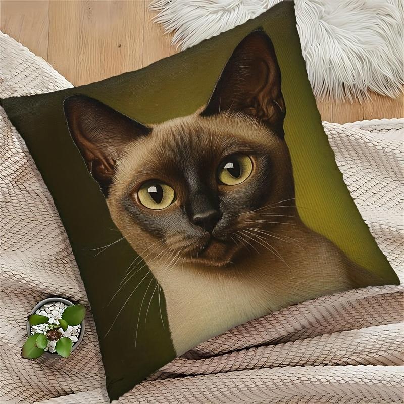 1Pc Burmese Cat Cushion Covers Chair Living Room Pillowcase Cozy Zipper Sofa Pillow Covers Animal Bedroom Indoor Home Decor
