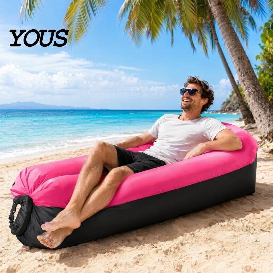 Tear-resistant Air Sofa Outdoor Inflatable Sofa, Portable Foldable Blow-up Couch, Anti Leakage Garden Chair Ergonomic Lounger for Outdoor, Beach,