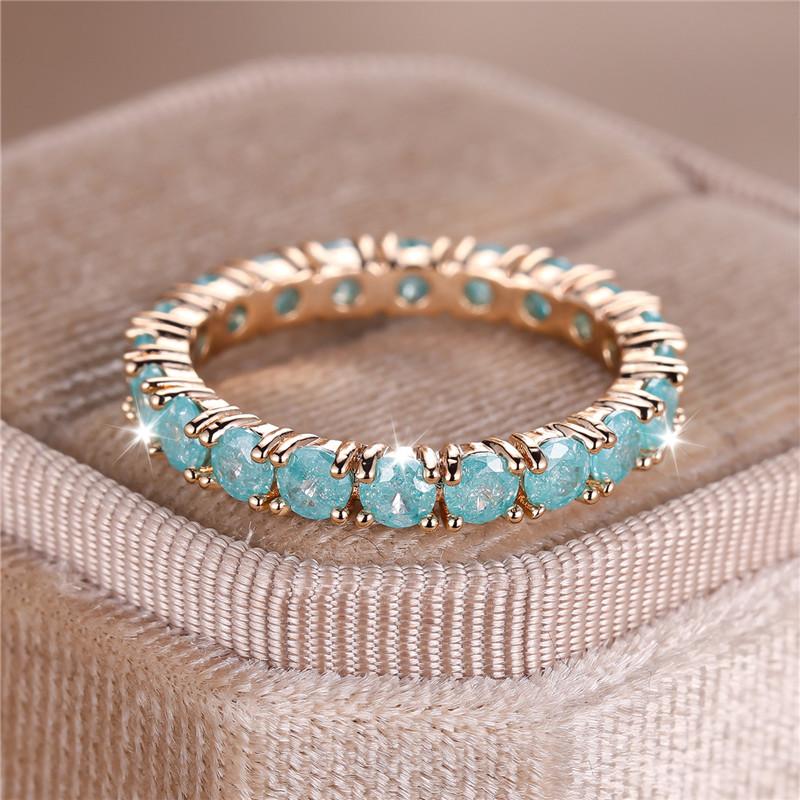 

Cute Female Small Pink Round Stone Ring Trendy Gold Color Bride Wedding Jewelry Gift For Women 6