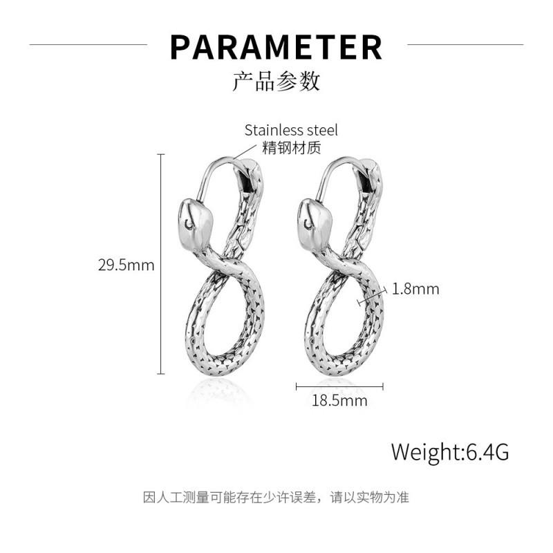 European American Personalized Earrings Men s Stainless Steel Niche Trend Retro Creative Design Snake Shaped Titanium