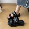Silver Platform Slippers Women's Summer Wear 2025 New Fashion Women's One-word Sandals with Skirt Non-slip Beach Shoes