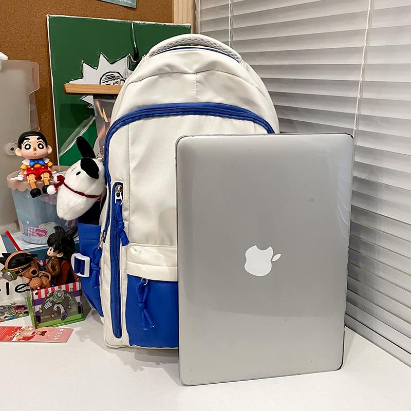 College Style Color Blocked Student School Bags Lightweight Large Capacity Multi-layer Storage Computer Backpack Campus Travel