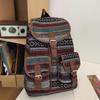 Fashion Ethnic Style Shoulders Backpack Adjustable Strap Large Capacity Kids Schoolbag Casual Plaid Travel Rucksack