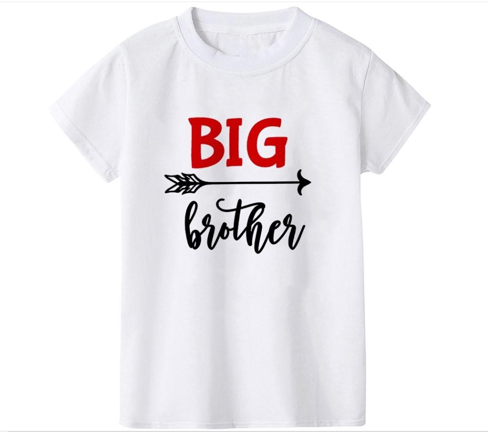 2026 New Childrens Tshirt Little Sister Big Brother Printed Round Neck Parent Child Clothing Summer Top for Boys and Girls